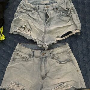 Rewash Light Blue Frayed Denim Shorts